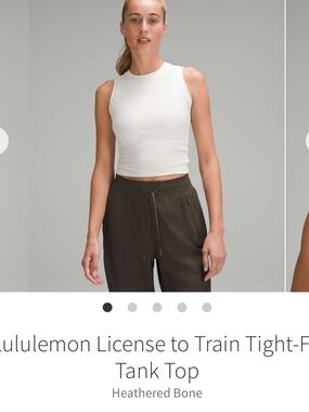lululemon athletica Heathered Bone Sleeveless Crop Tank Top - White